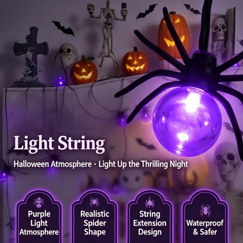 Lighting Decoration Outdoor - Battery Powered Spider LED String Lights,