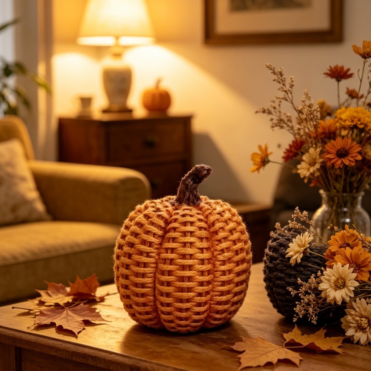 Lighting Home Decor Items - Imitation rattan pumpkin ornaments, resin crafts,
