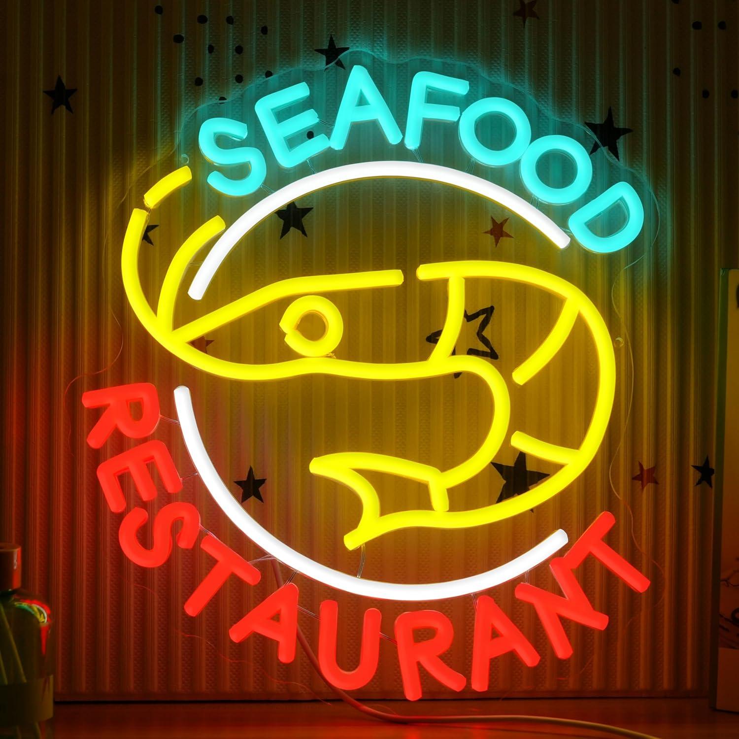 Kitchen Decor Lighting - Seafood Restaurant Neon Sign Dimmable LED