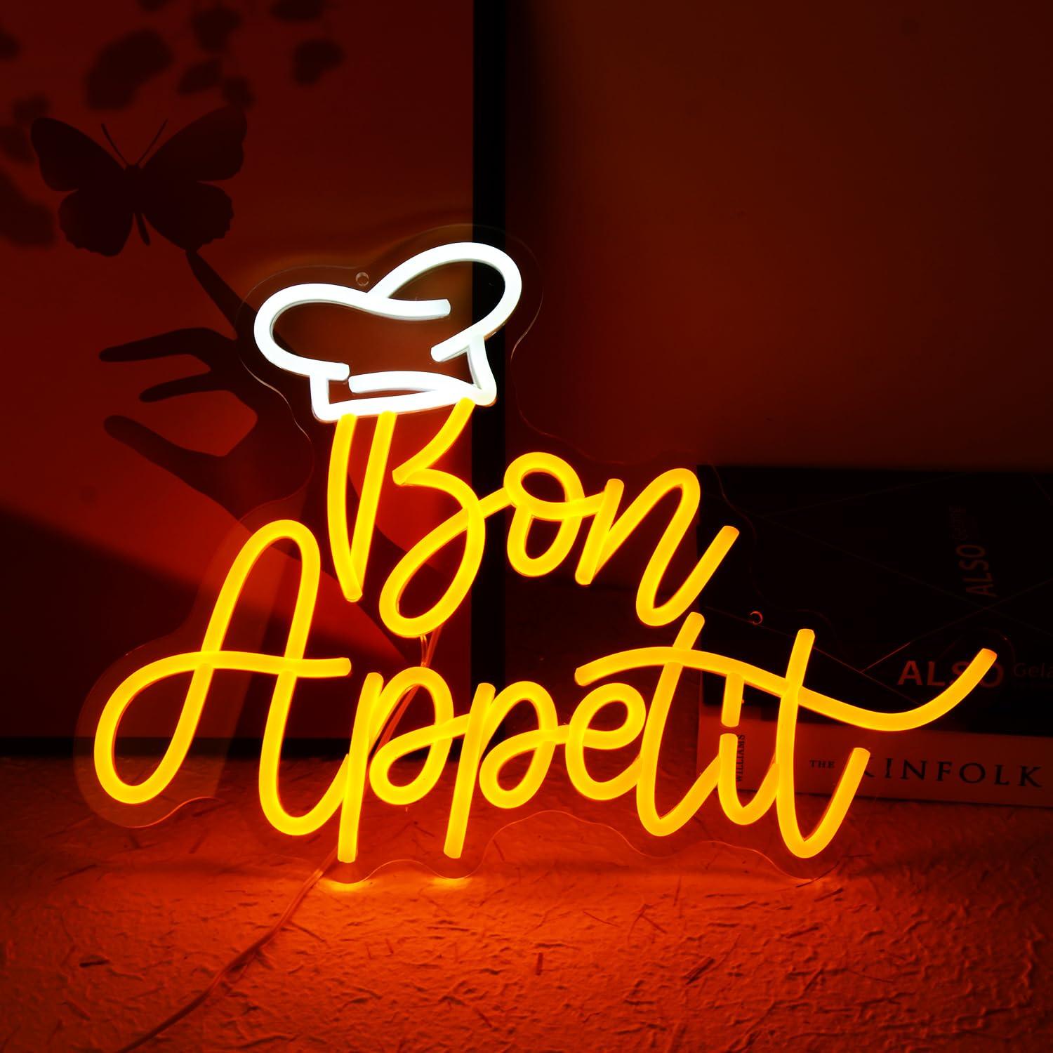 Kitchen Decor Lighting - Bon Appetit Chef Hat Neon Sign