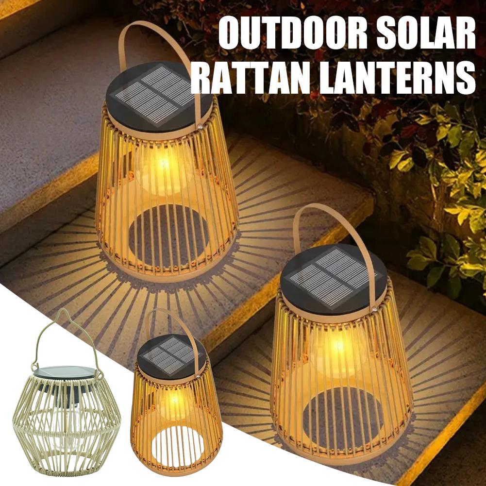 Lighting Decoration Outdoor - IP65 Waterproof Solar Rattan Lantern Por