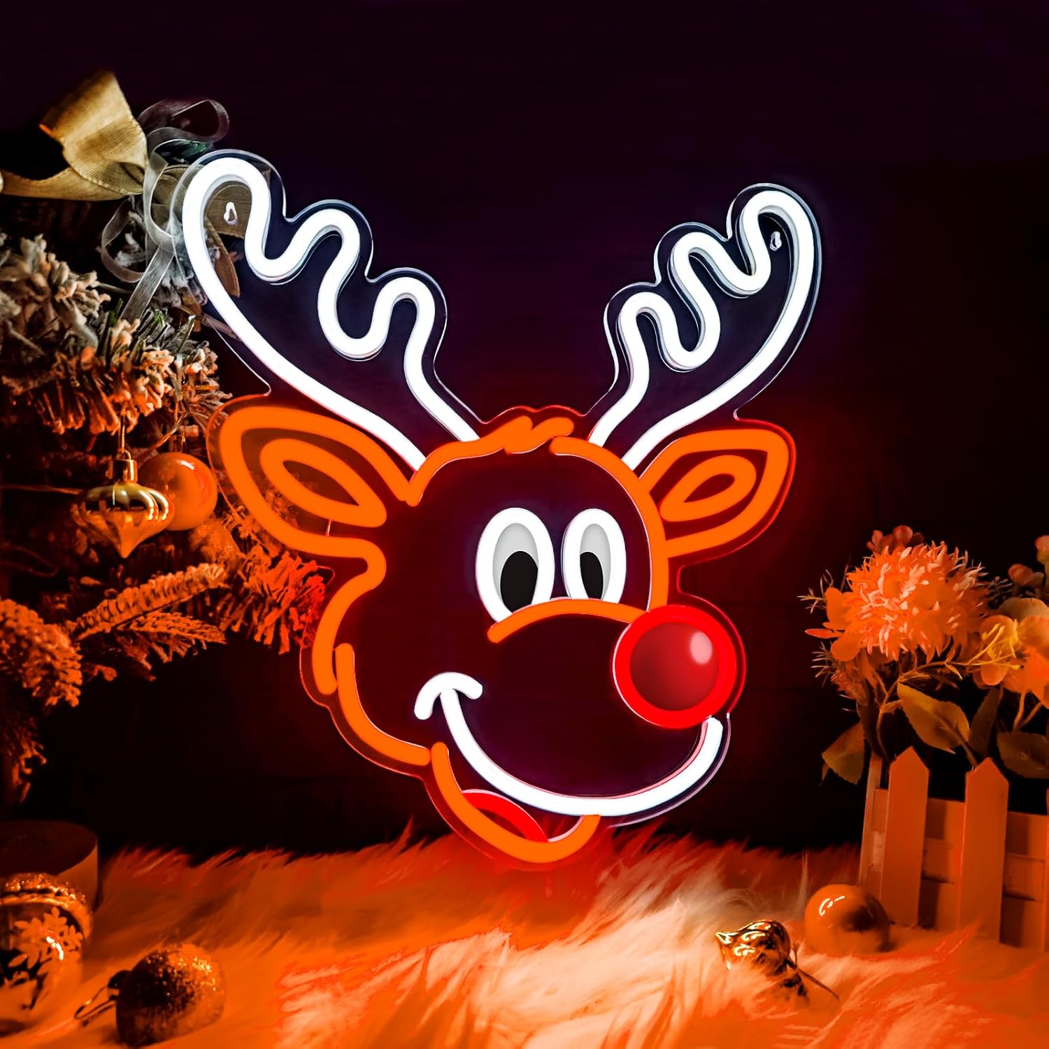 Lighting Home Decor Ideas - Cute Christmas Reindeer Neon Sign with