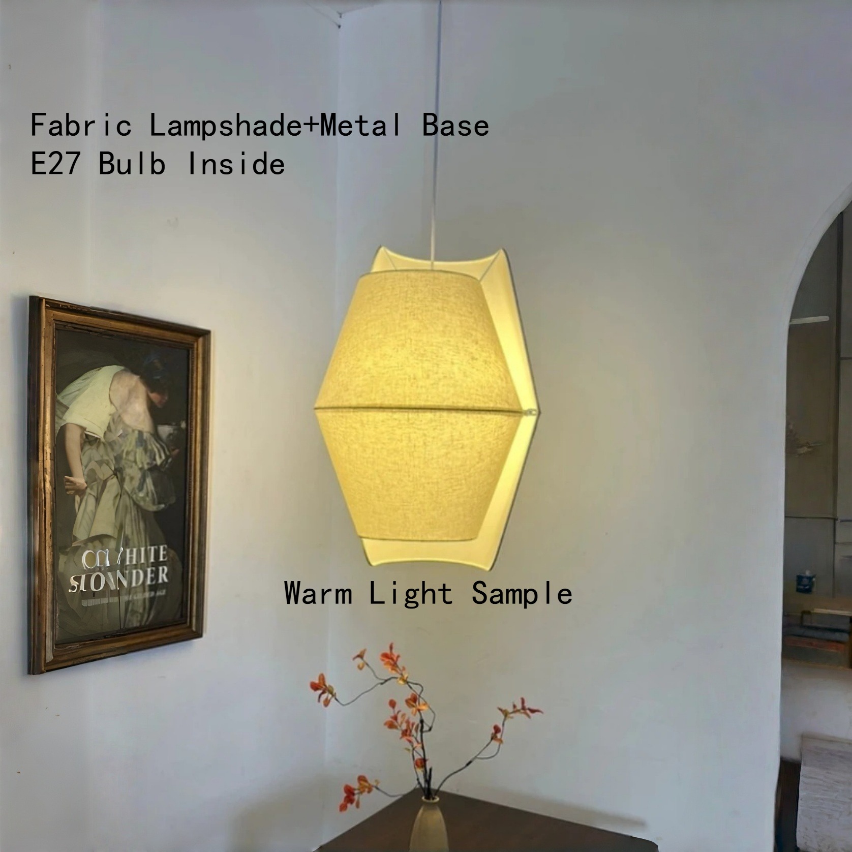 Lighting Home Decor Items - Japandi Hanging Lamp E27 Pendant Light
