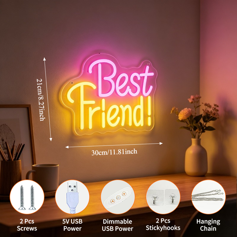 Best Friend Neon Light Sign Di - Lighting Home Decor Ideas 评论和价格