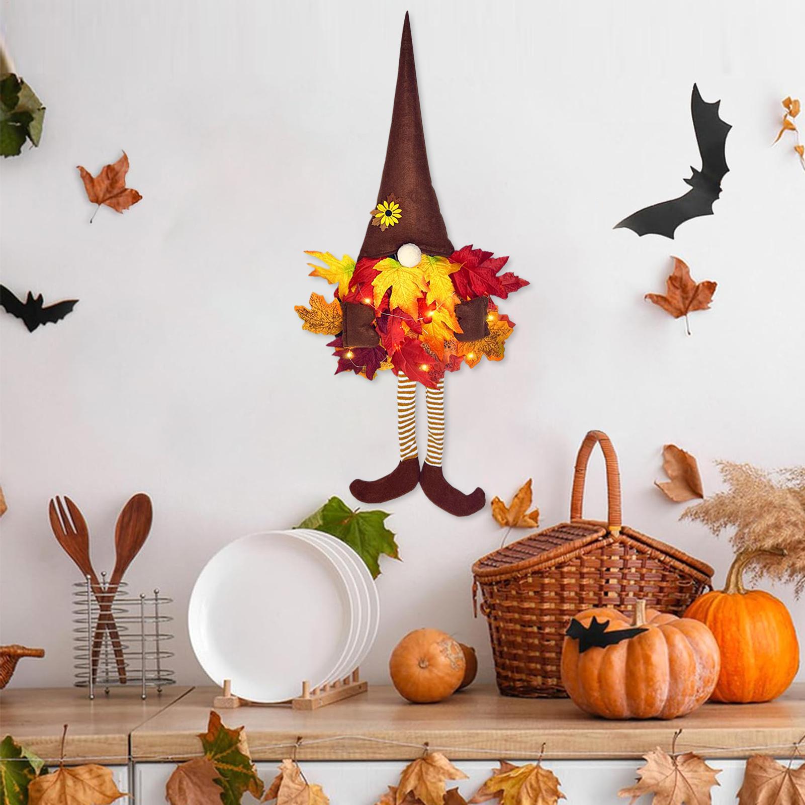 Gnome Autumn Wreath Light Up A - Kitchen Decor Lighting 评论和价格