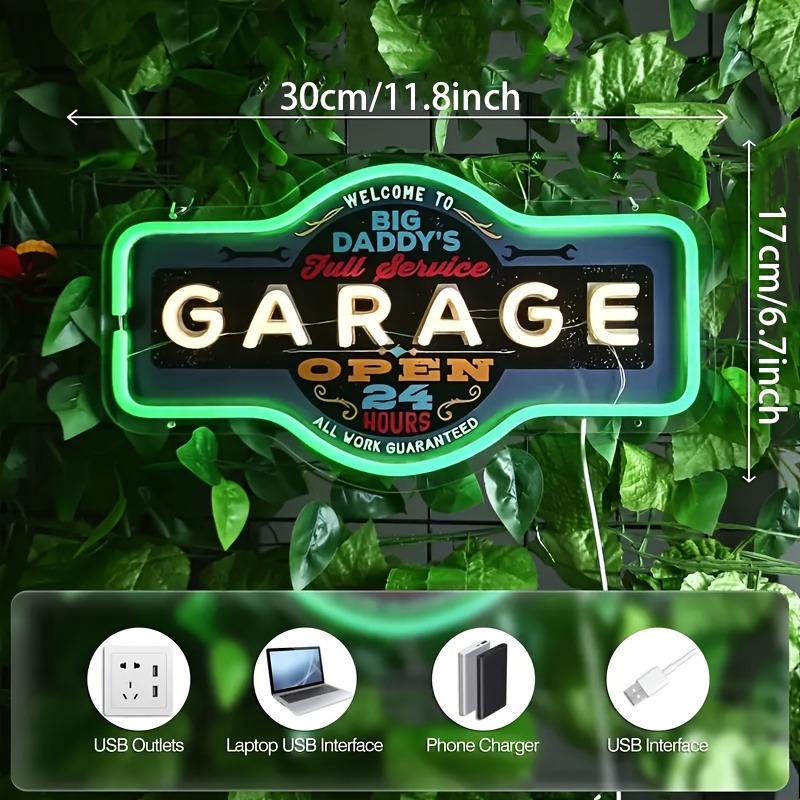 Retro Garage LED Neon Sign UV  - Garage Lighting Decor 评论和价格
