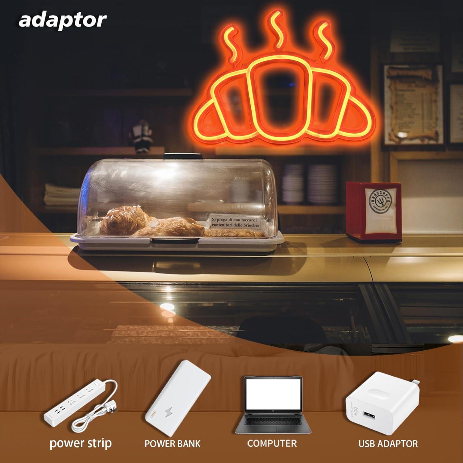 Croissant Neon Sign USB Powere - Kitchen Decor Lighting 评论和价格
