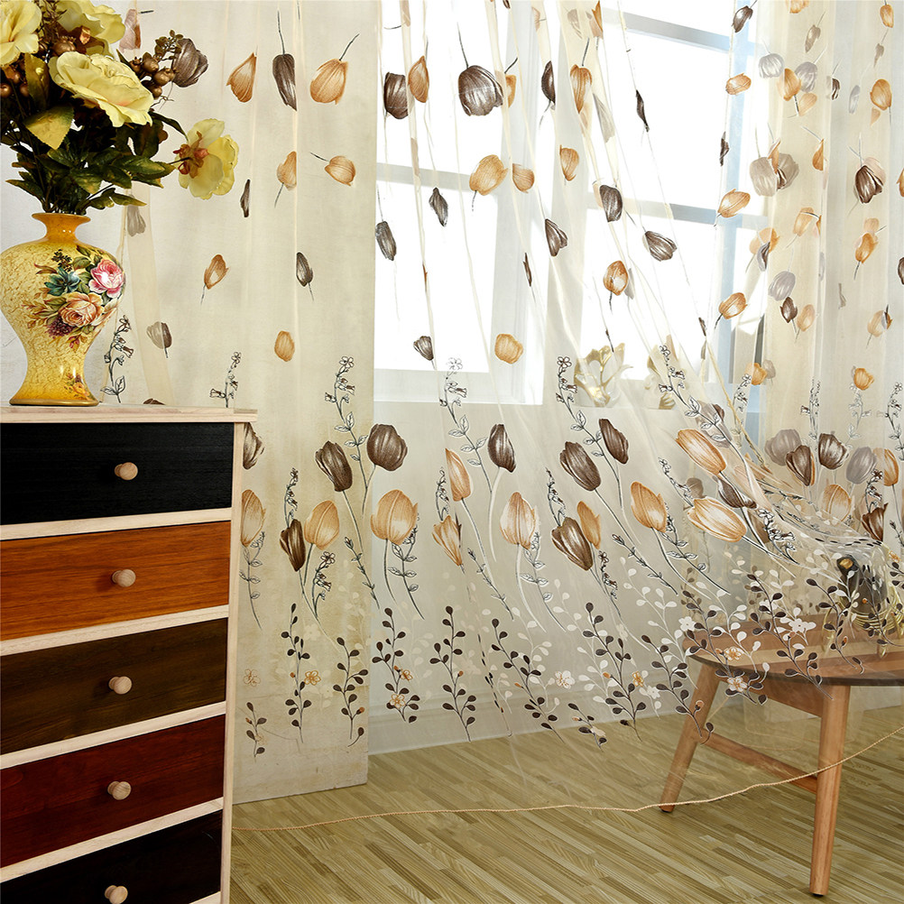 100x200cm Tulip Voile Curtains - Kitchen Decor Lighting 评论和价格