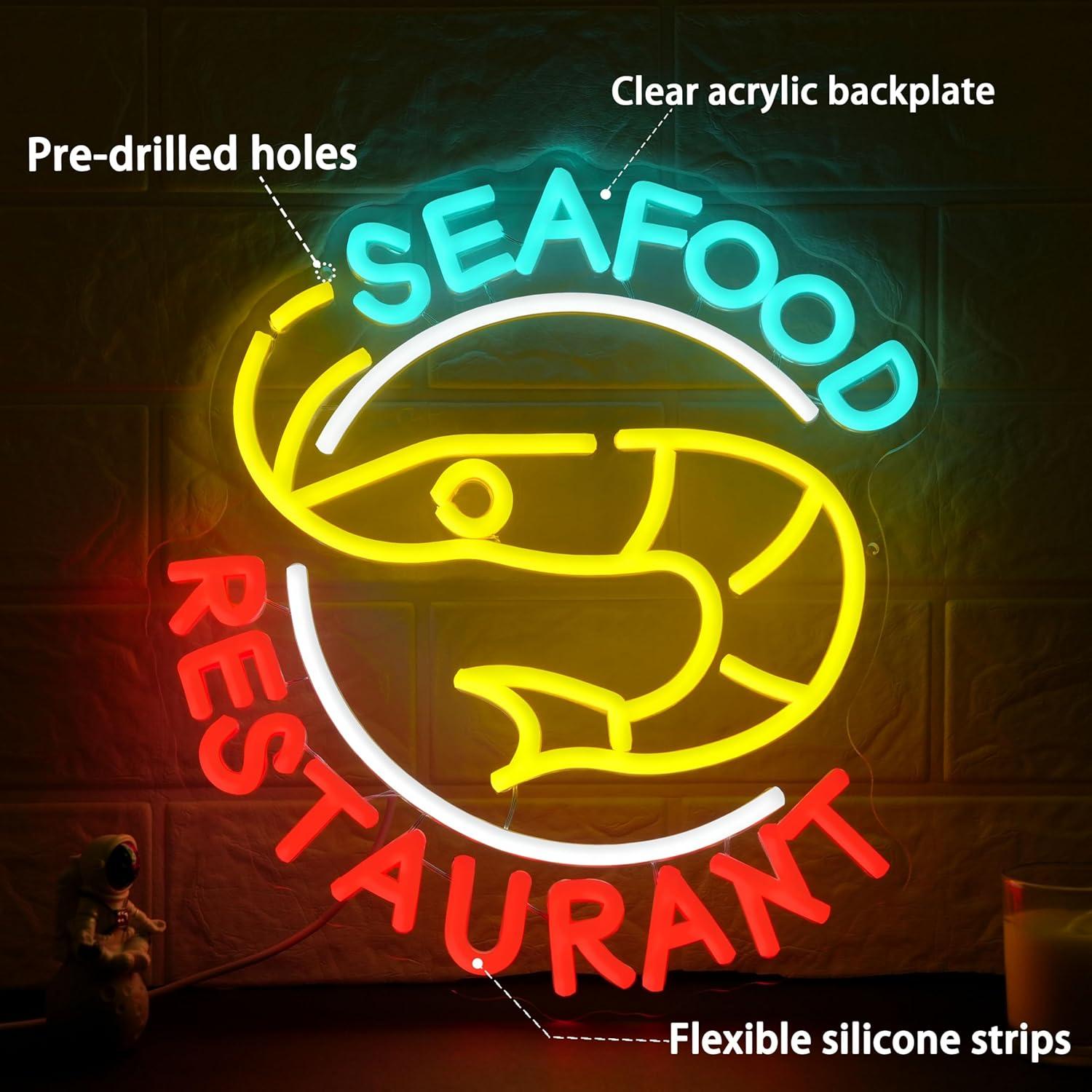 Seafood Restaurant Neon Sign D - Kitchen Decor Lighting 评论和价格