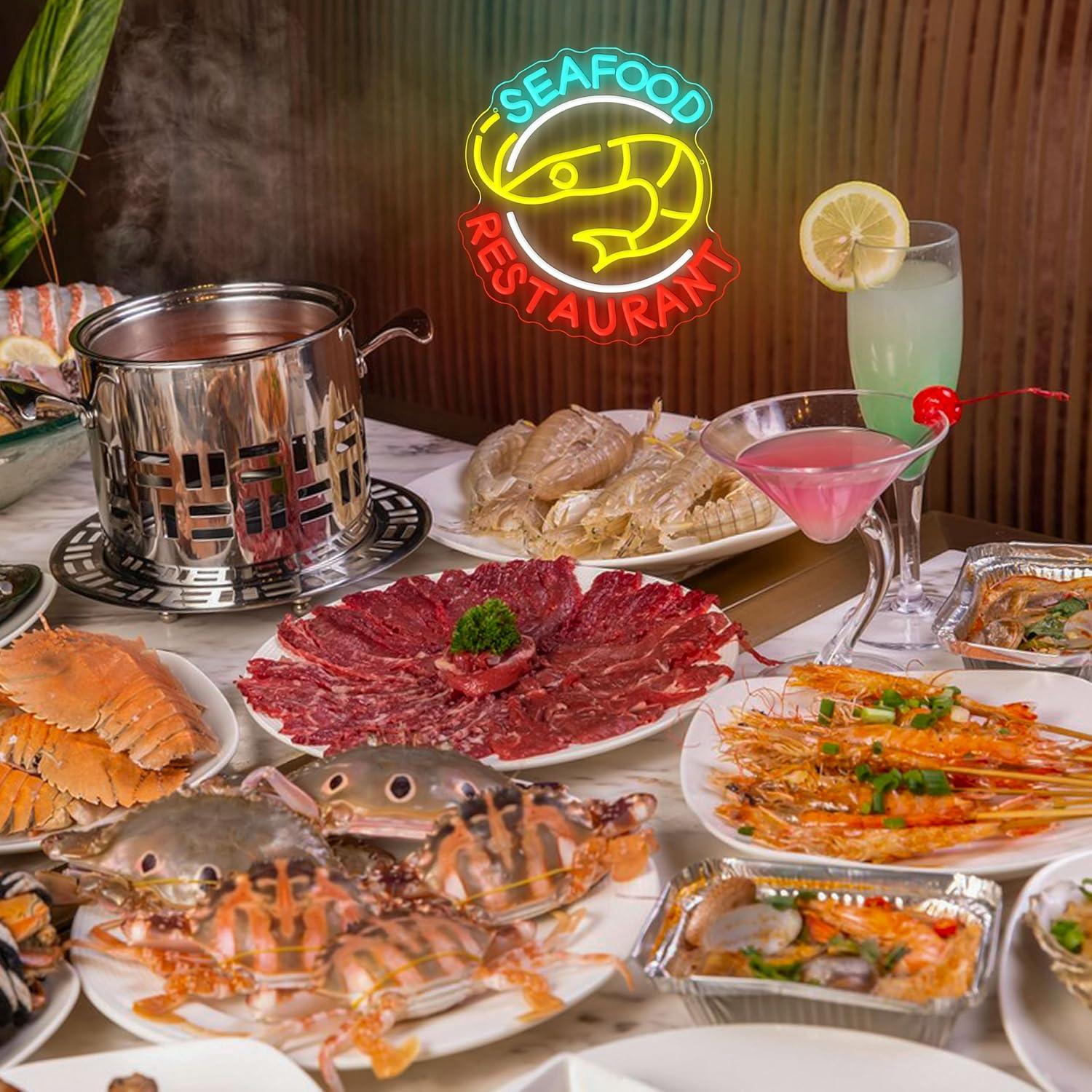 Seafood Restaurant Neon Sign D - Kitchen Decor Lighting 评论和价格