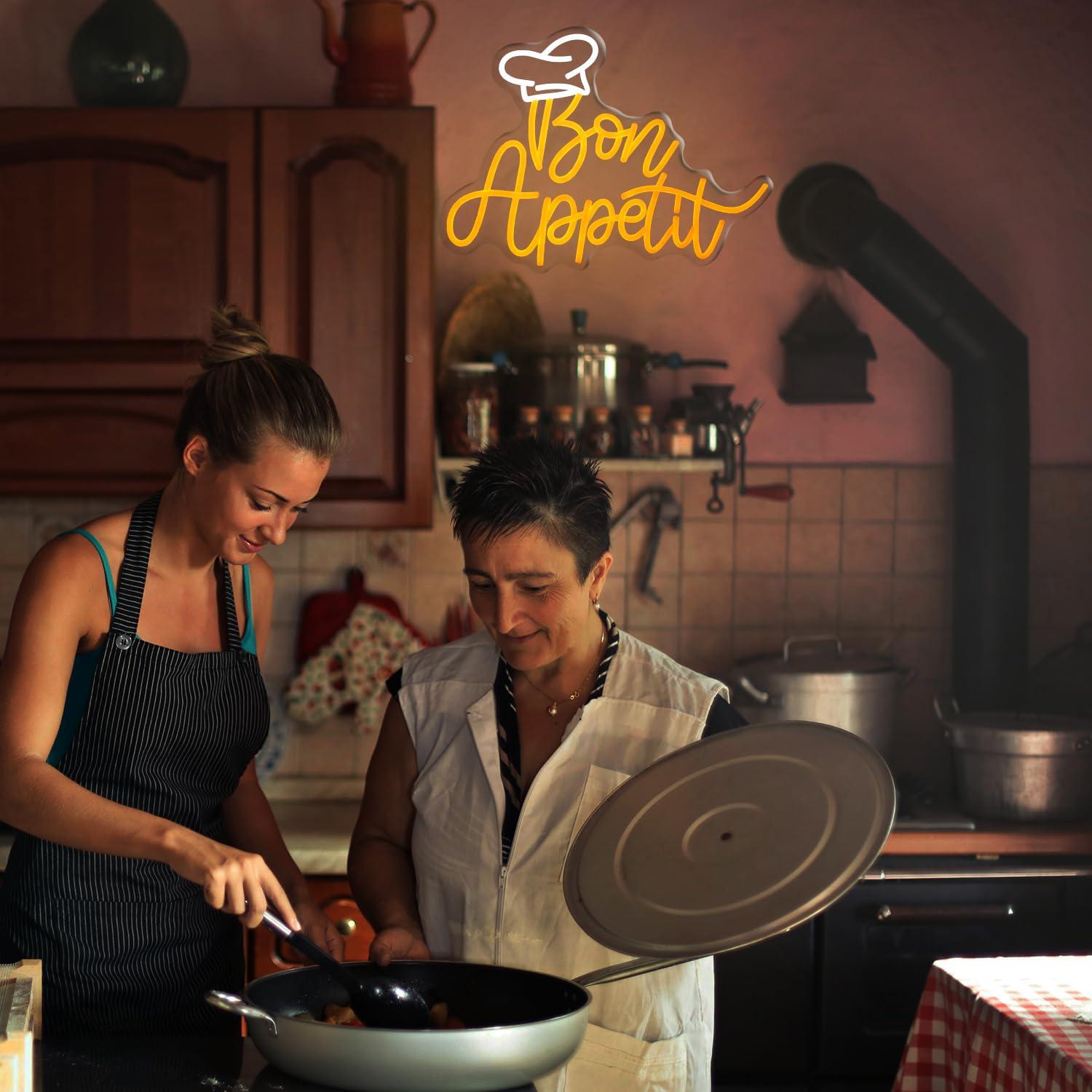 Bon Appetit Chef Hat Neon Sign - Kitchen Decor Lighting 评论和价格