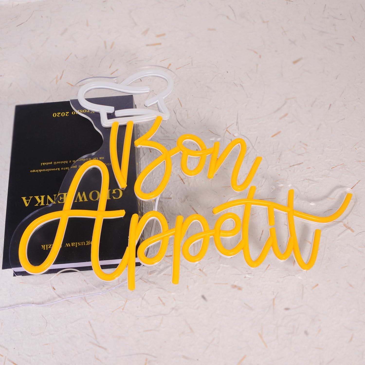 Bon Appetit Chef Hat Neon Sign - Kitchen Decor Lighting 评论和价格