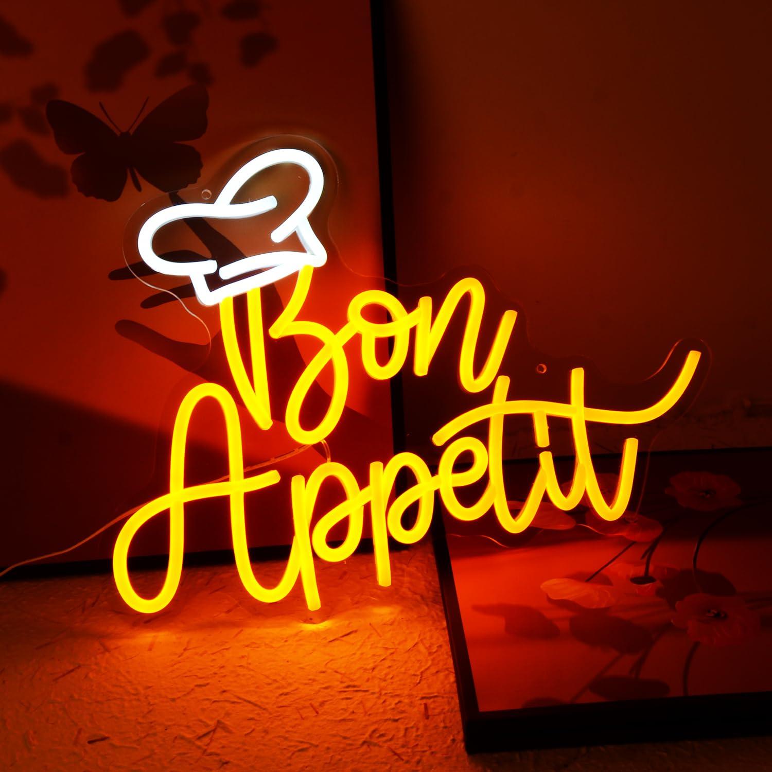 Bon Appetit Chef Hat Neon Sign - Kitchen Decor Lighting 评论和价格