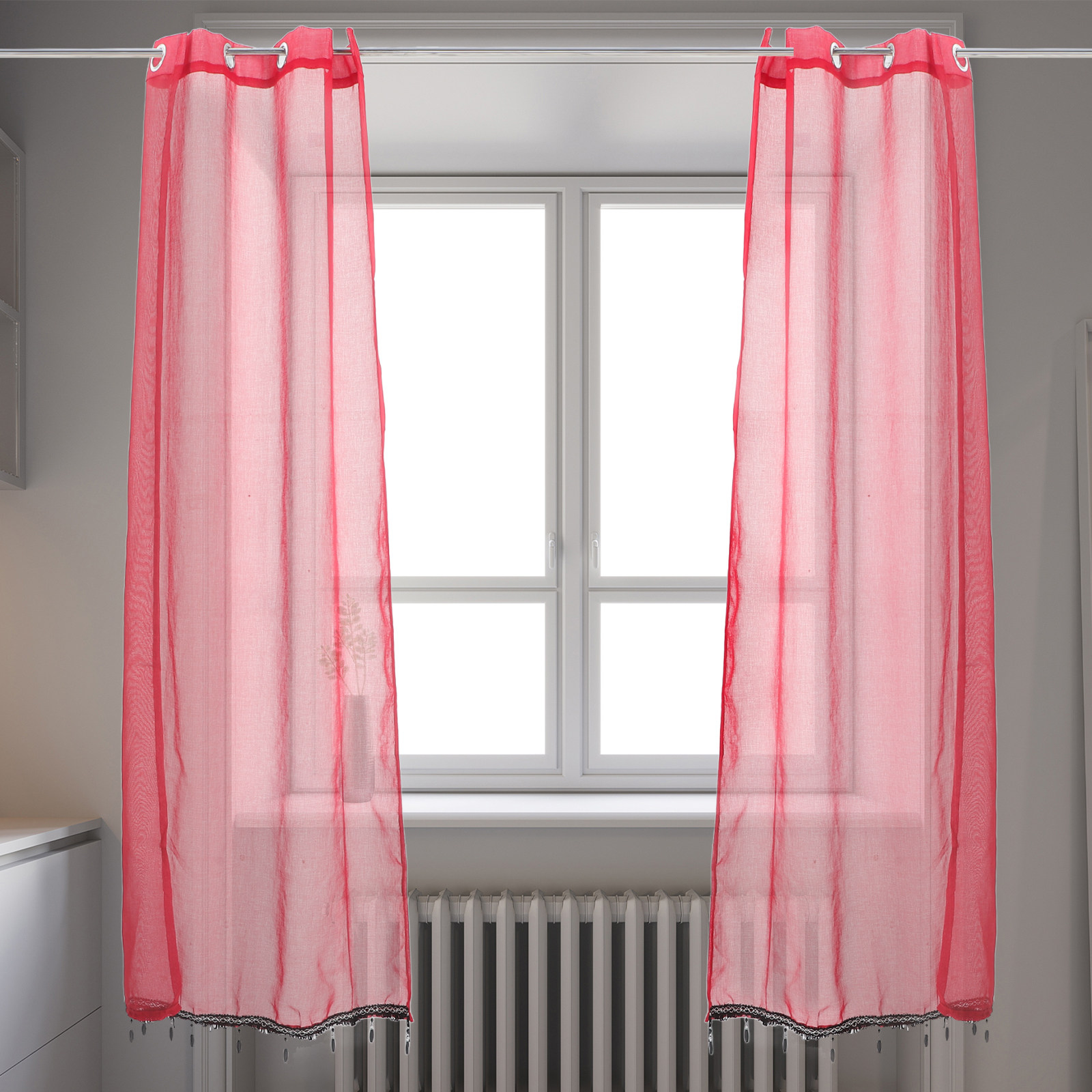 2Pcs Sheer Christmas Curtains  - Kitchen Decor Lighting 评论和价格