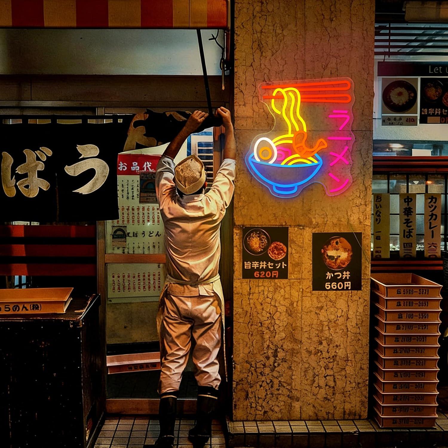 Ramen Neon Sign Japanese Noodl - Kitchen Decor Lighting 评论和价格