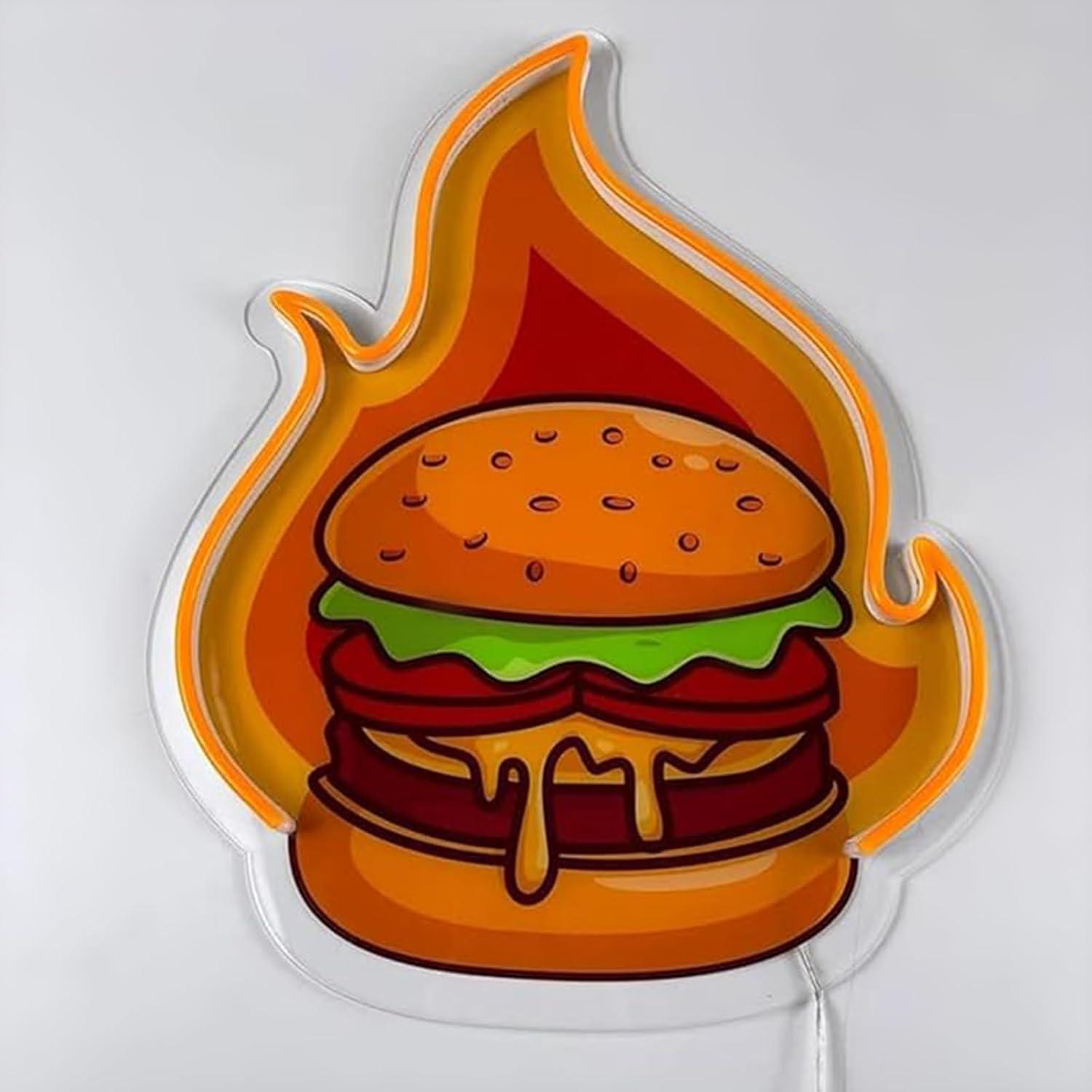 Burger Neon Sign LED Hamburger - Kitchen Decor Lighting 评论和价格